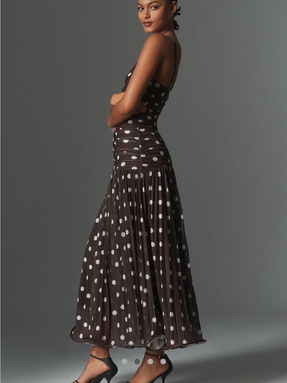 En Saison Brown Polka Dot Maxi Dress Anthropologie - Picture 2 of 9